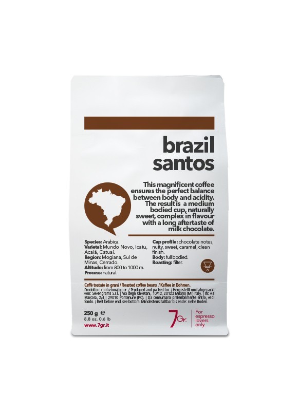 BRAZIL SANTOS Whole beans 250 g. bag.