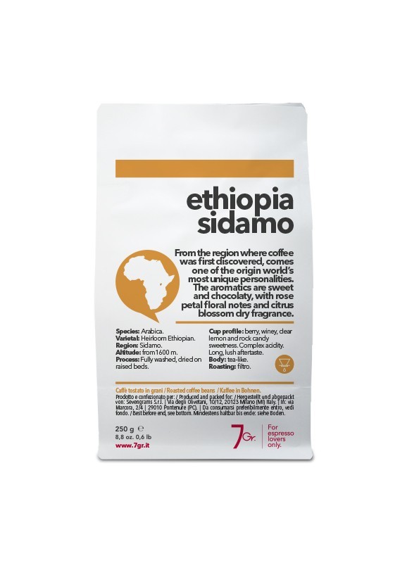 ETHIOPIA SIDAMO Whole beans. 250 g. bag.